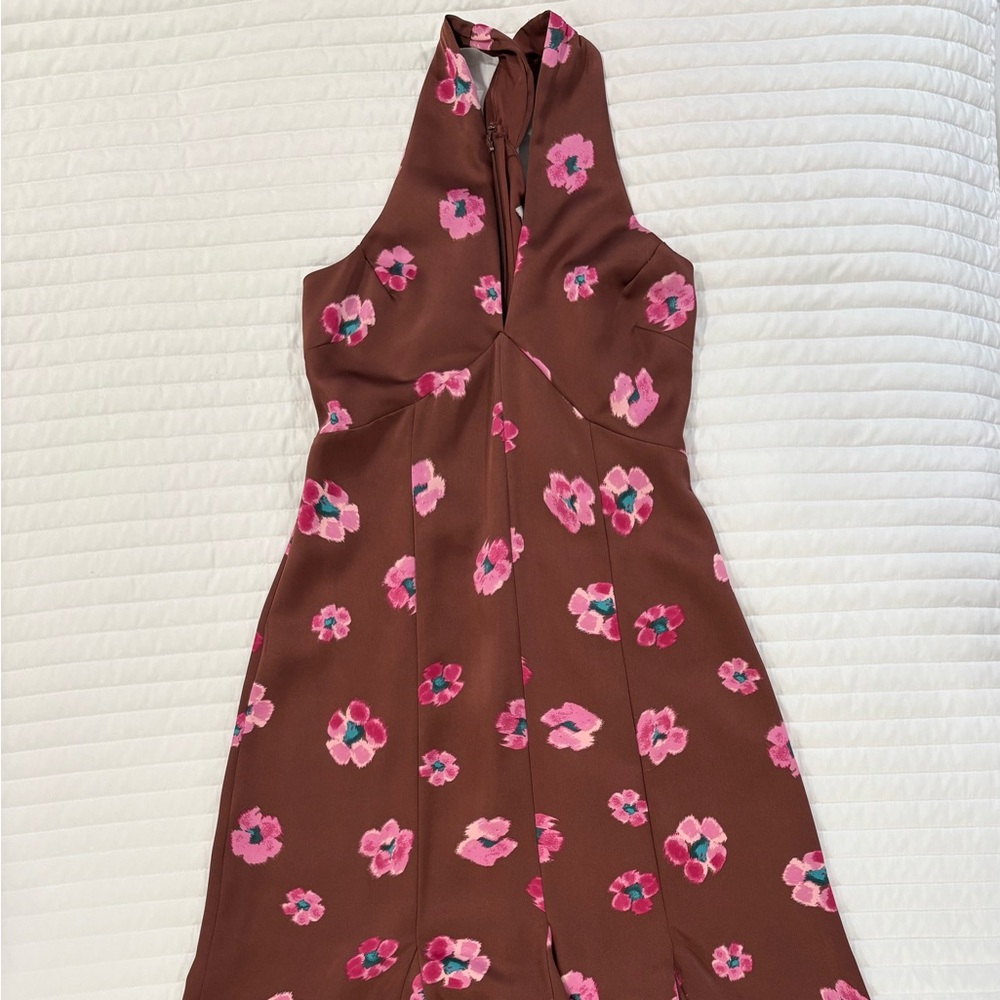 LOFT Brown Dress with Pink Accents